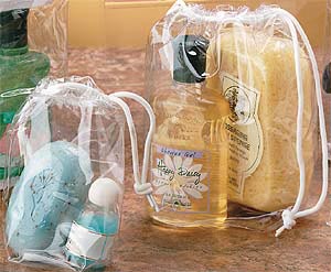 6 Gauge Vinyl Cosmetic Bags w/Drawstring