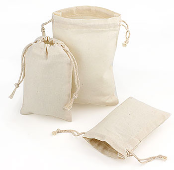 Bulk Natural Cotton Pull Drawstring Pouches-Item