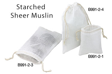Natural Sheer Muslin Pull Drawstring Pouches-Item