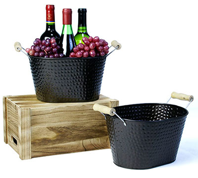 10in. Oval Wood Handle Tub