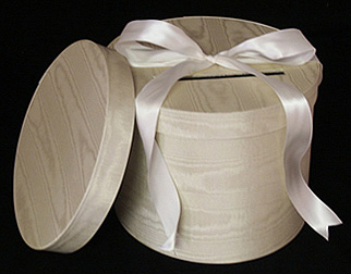 Round Ivory Moire Wedding Boxes-Item