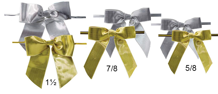 Pretied Metallic Bows With Wire Twist