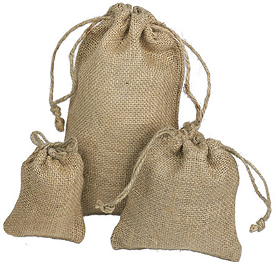 Natural Burlap Drawstring Pouches-Item