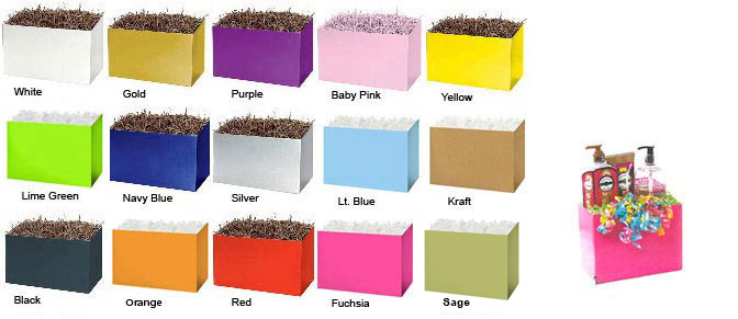 Solid Color Gift Basket Boxes and Accessories