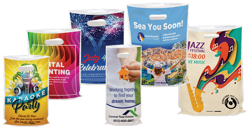 Quick Print 100+ Full Color Die Cut White Bags