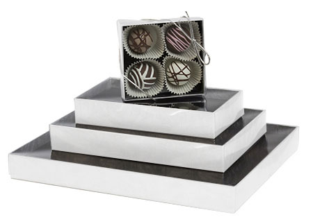 White Gloss Candy Boxes w/Clear Lids Collection