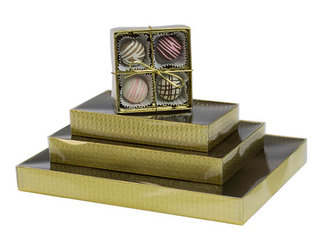 Gold Diamond Candy Boxes w/Clear Lids Collection