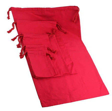 Red Cotton Pouch  w/ Red Cords-Item
