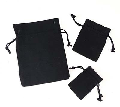 Bulk Black Cotton Pouch  w/ Black Cords-Item