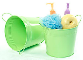6 1/2in. Lime Painted Pail w/Side Handles