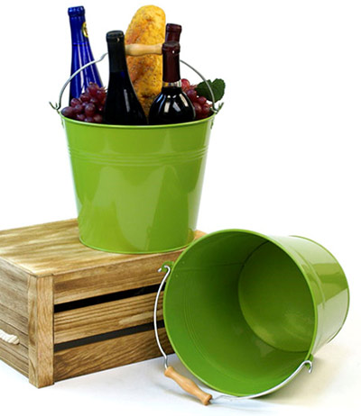 10in. Lime Green Pail Wooden Handle