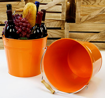 10in. Orange Pail Wooden Handle