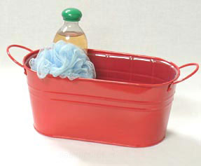 12in. Red Painted Oval Tub w/Side Handles