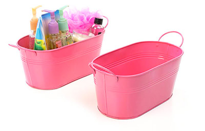 12in. Pink Painted Oval Tub w/Side Handles
