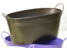 12in. Antique Brown Painted Oval Tub w/Side Handles