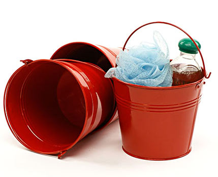 6 in. Round Red Painted Handle Pail