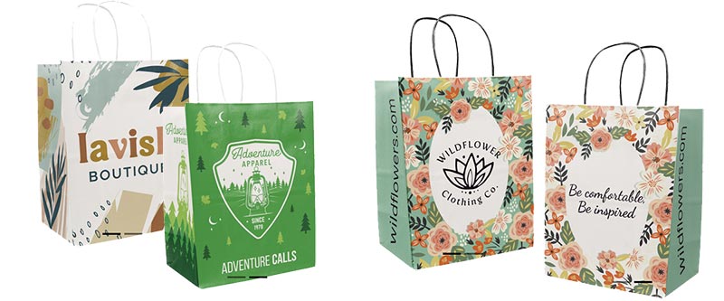 Full Color All Sides White Kraft Paper Twist Handle Bags