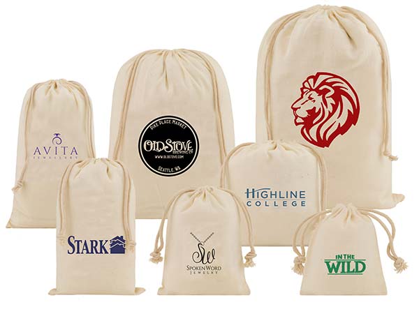 1 Color Short Run Cotton Drawstring Pouches