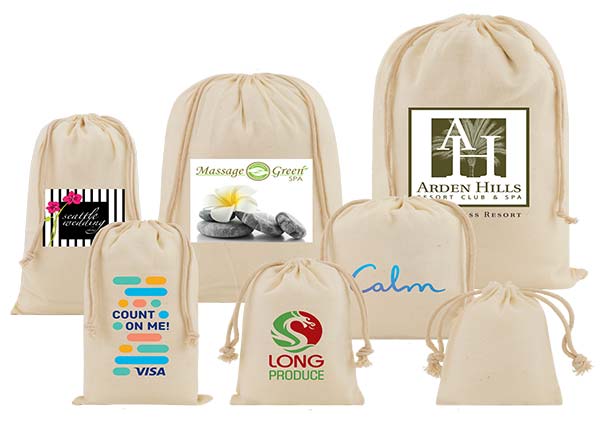 Full Color Short Run Cotton Drawstring Pouches