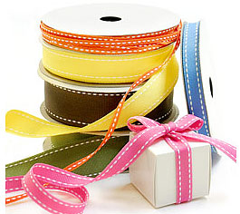Grosgrain fabric Ribbon w/Saddle Stitch Pattern