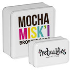 White Color Metallic Tins w/Full Color Imprint