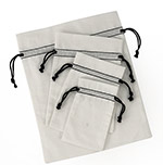 Bulk Bleached White Cotton Pouch  w/ Black Cords