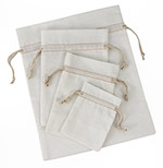 Bulk Bleached White Cotton Pouch  w/ Ivory Cords