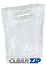 Die-Cut Handle ClearZip Plastic Bags w/Zip Closure
