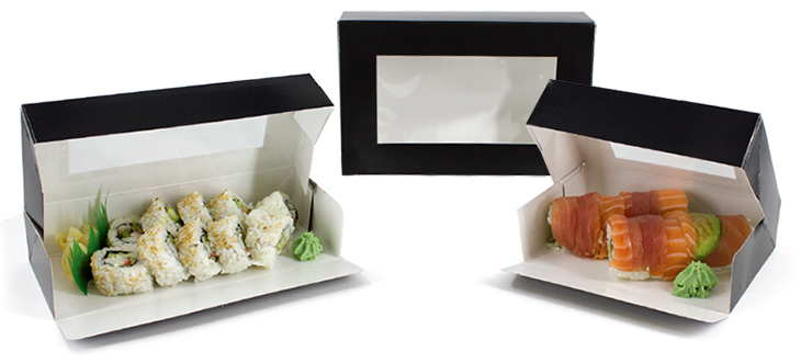 Black Gloss Windowed Sushi Take-out Boxes