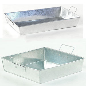 Galvanized Rectangular Trays with Side Handles-Item