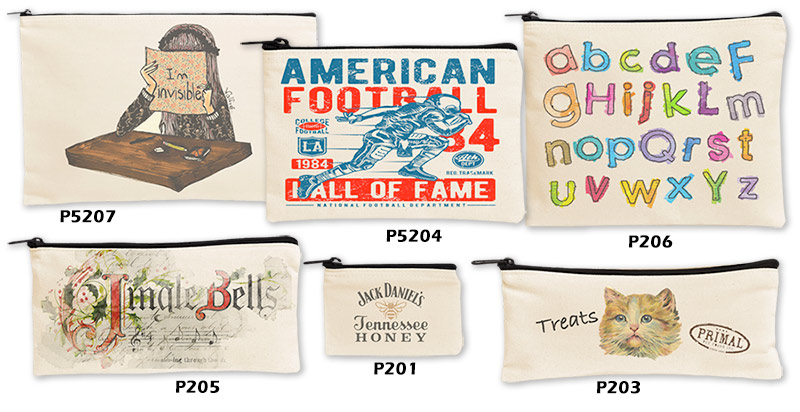 Custom Printed Short Run Cotton Zipper Pouches